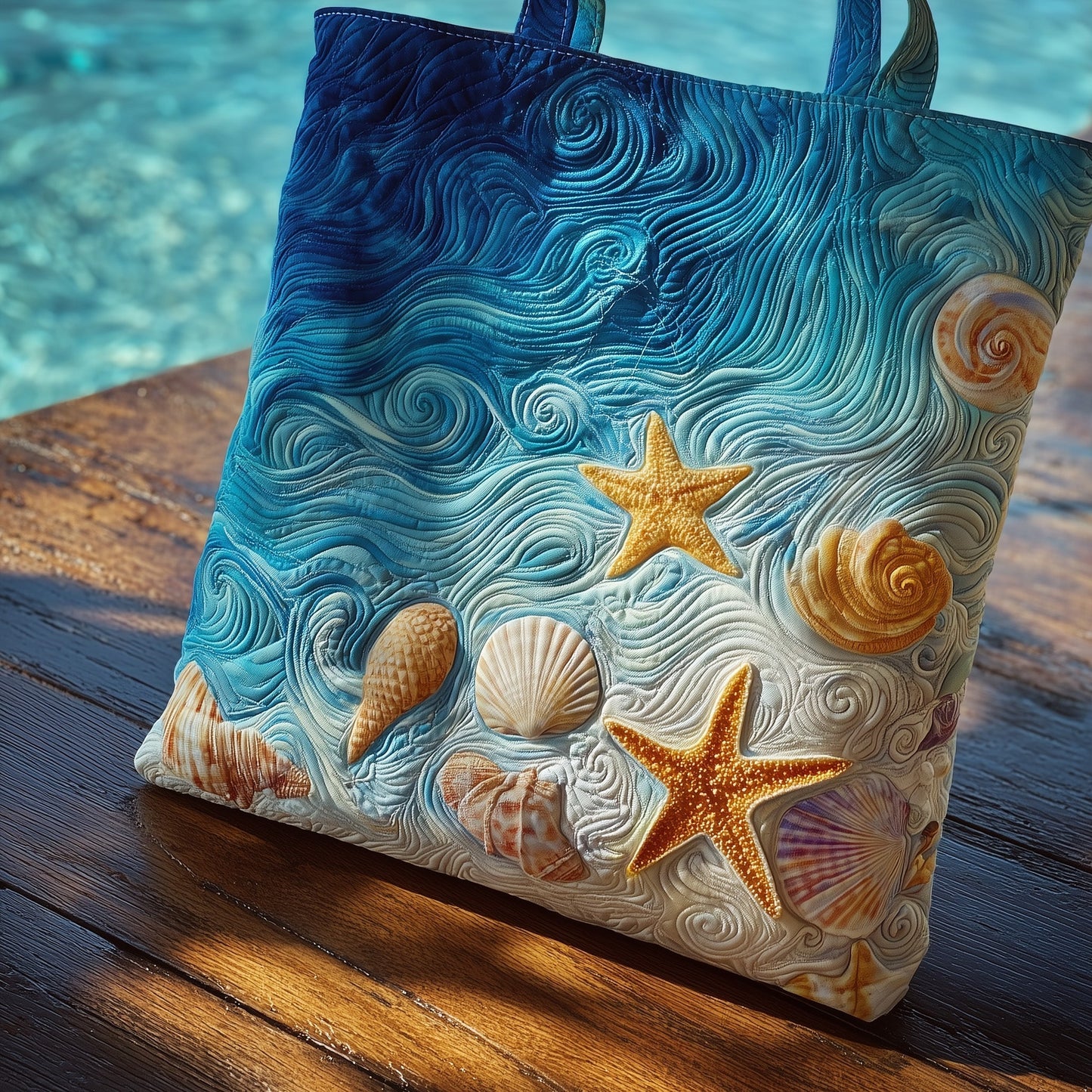 Everyday Seashells Starfish Quilted Tote