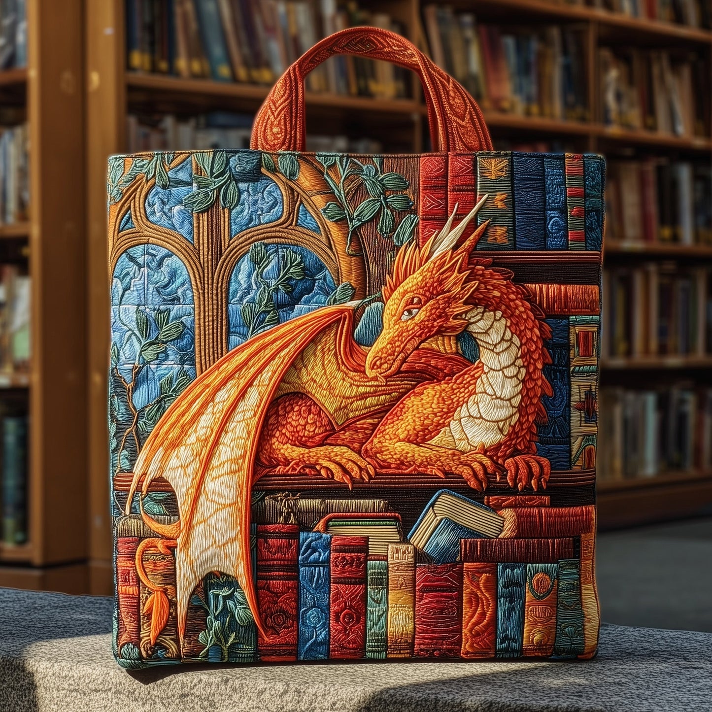 The Dragon Reader Quilted Tote 1720