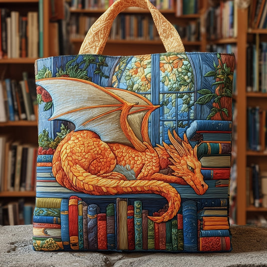 Orange Dragon Books Quilted Tote