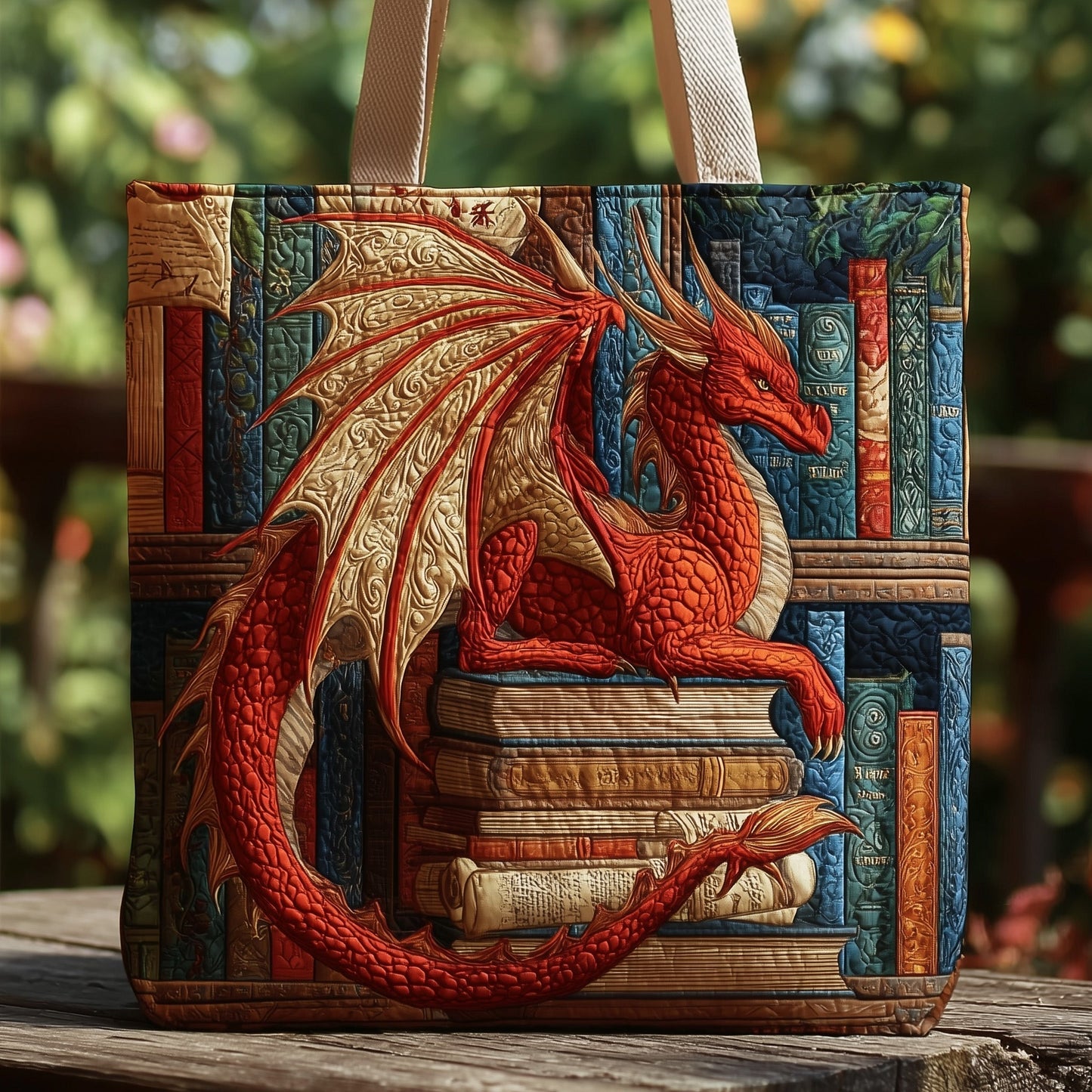 The Dragon Book Lover Quilted Tote