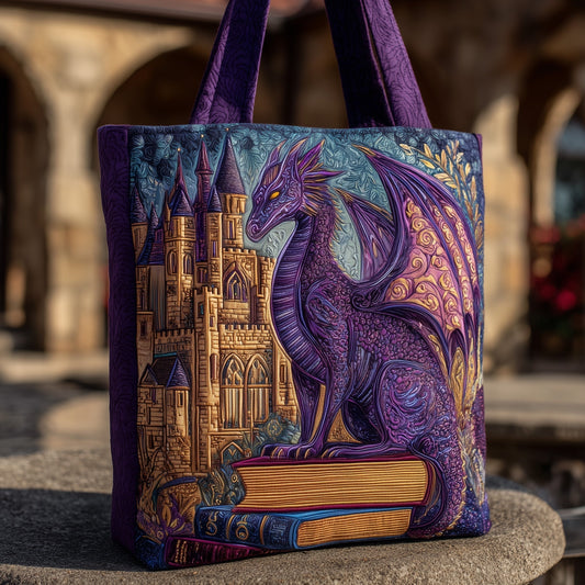 Purple Dragon Castle Quilted Tote