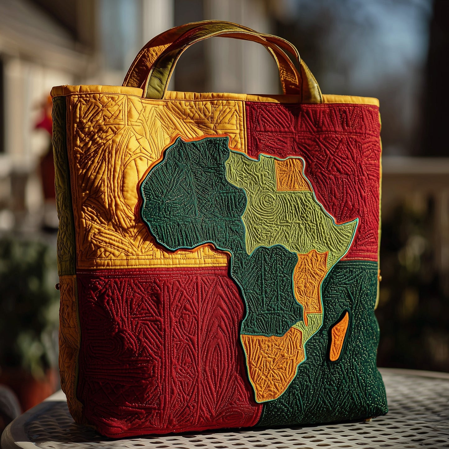 Africa Map Patchwork Tote Bag