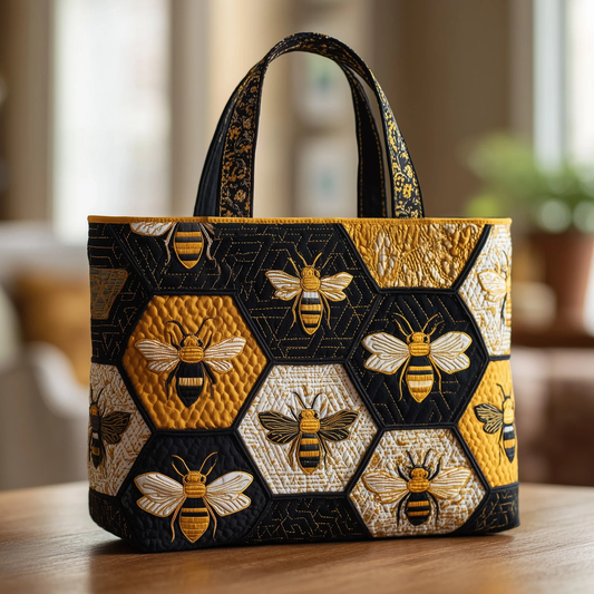 Everyday Honeybee Hexagon Quilted Tote