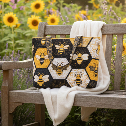 Everyday Honeybee Hexagon Quilted Tote