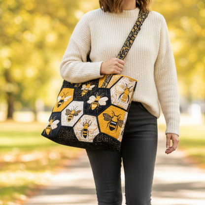 Everyday Honeybee Hexagon Quilted Tote