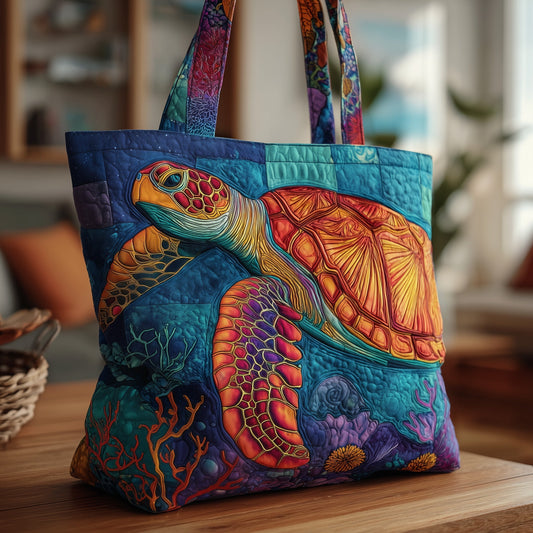 Colorful Sea Turtle Quilted Tote
