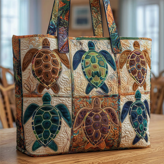 Everyday Colorful Turtles Quilted Tote