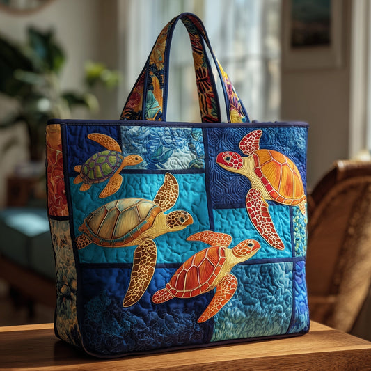 Sea Turtles Colorful Quilted Tote