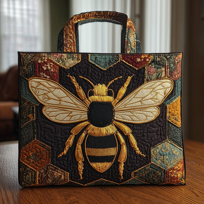 Everyday Bee Embroidery Quilted Tote
