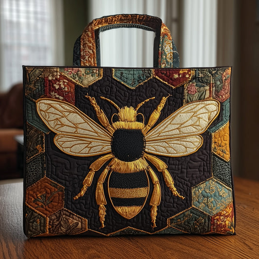 Everyday Bee Embroidery Quilted Tote