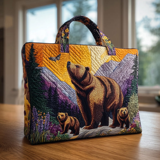 Bear Nature Scene Quilted Tote