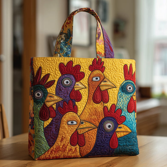 The Colorful Rooster Quilted Tote