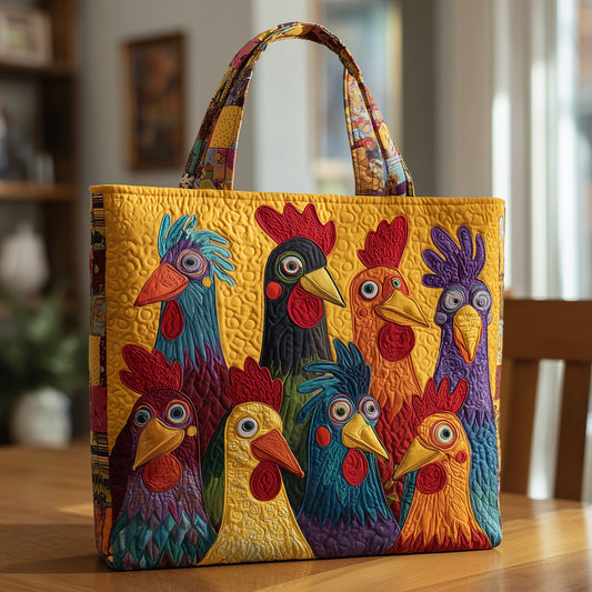 The Colorful Chicken Quilted Tote 1908
