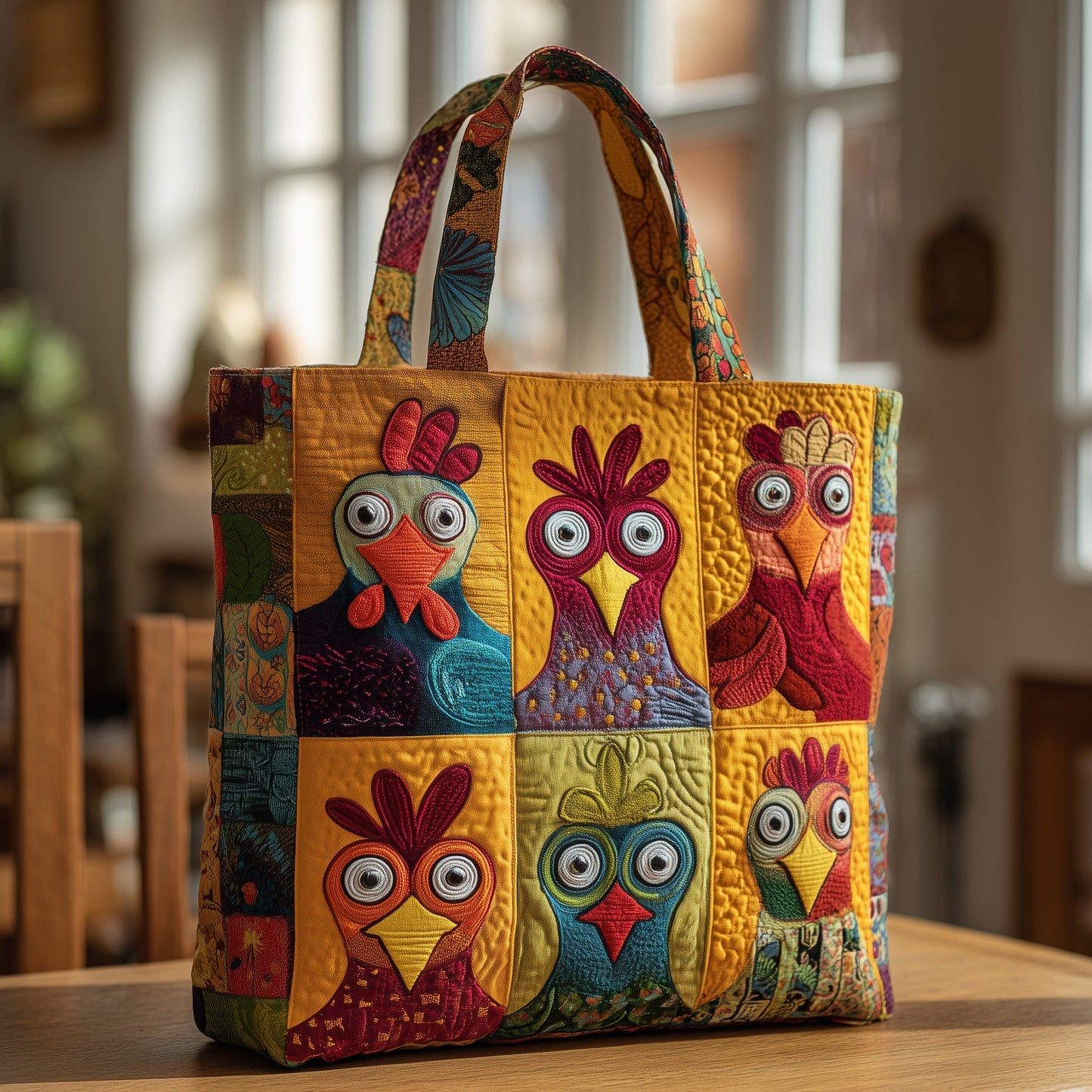 The Playful Chicken Quilted Tote 1914