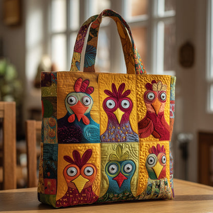 The Playful Chicken Quilted Tote 1914