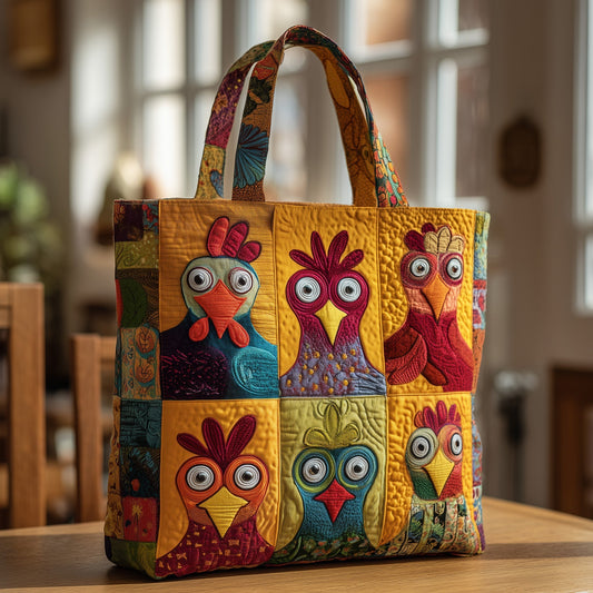 The Playful Chicken Quilted Tote 1914