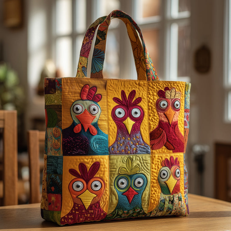 The Playful Chicken Quilted Tote 1914