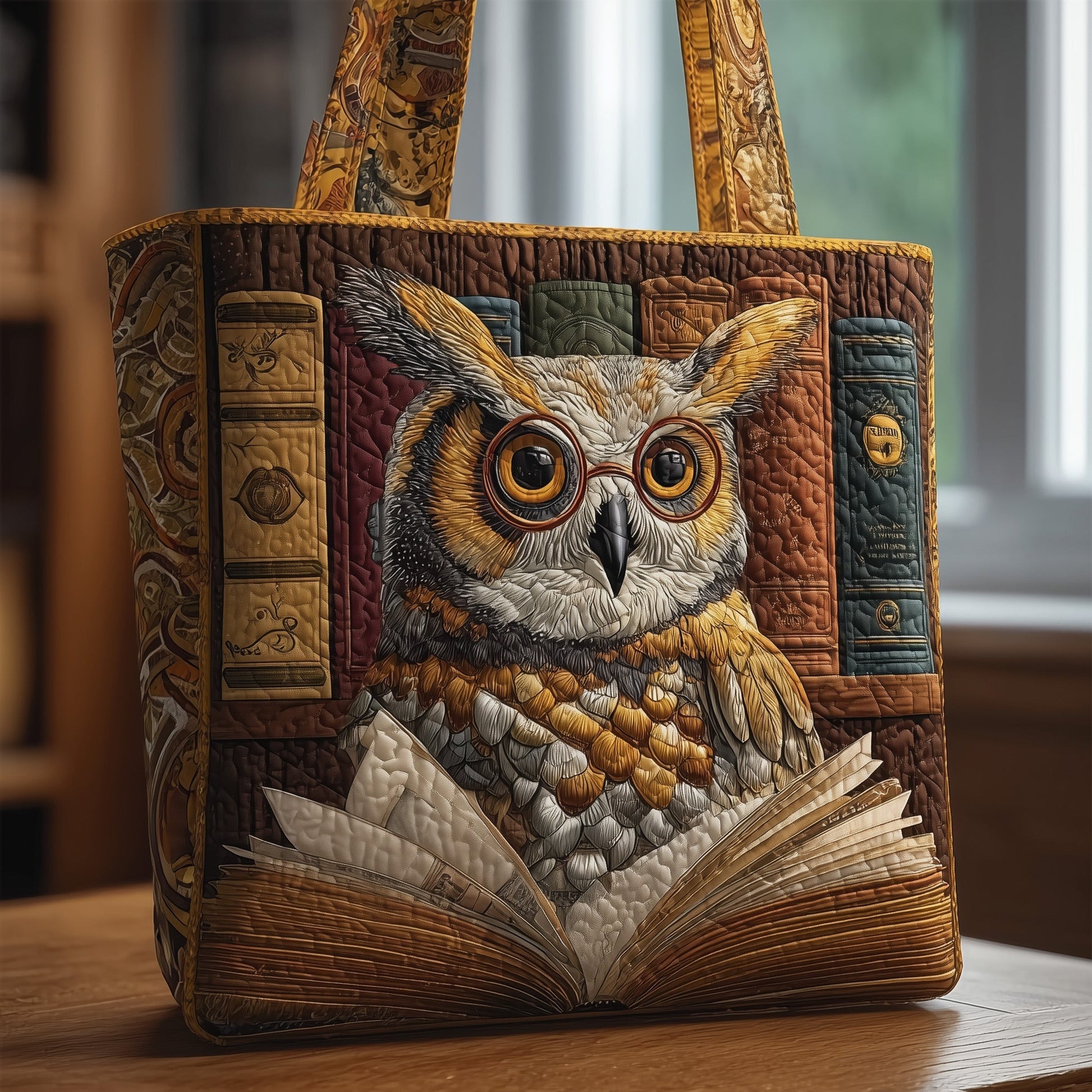 The Owl Reader Quilted Tote