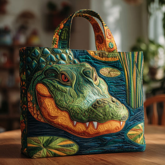 The Alligator Charm Quilted Tote
