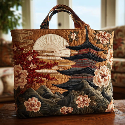Japanese Pagoda Floral Quilted Tote