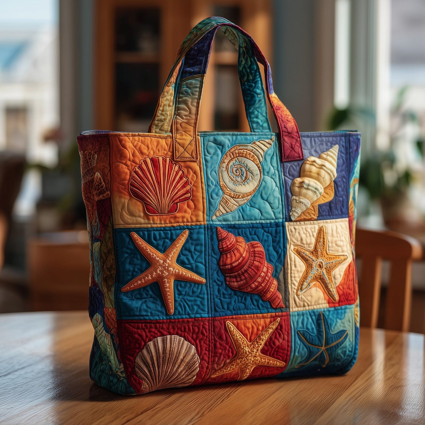 Everyday Seashell Charm Quilted Tote