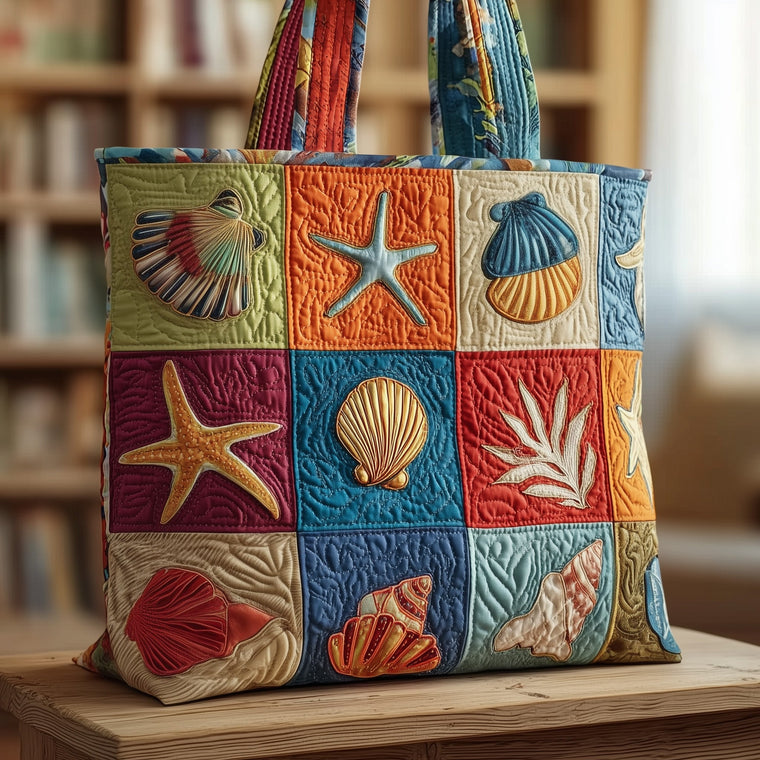 The Coastal Shells Quilted Tote