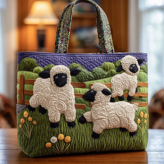 Sheep Farm Scene Tote Bag