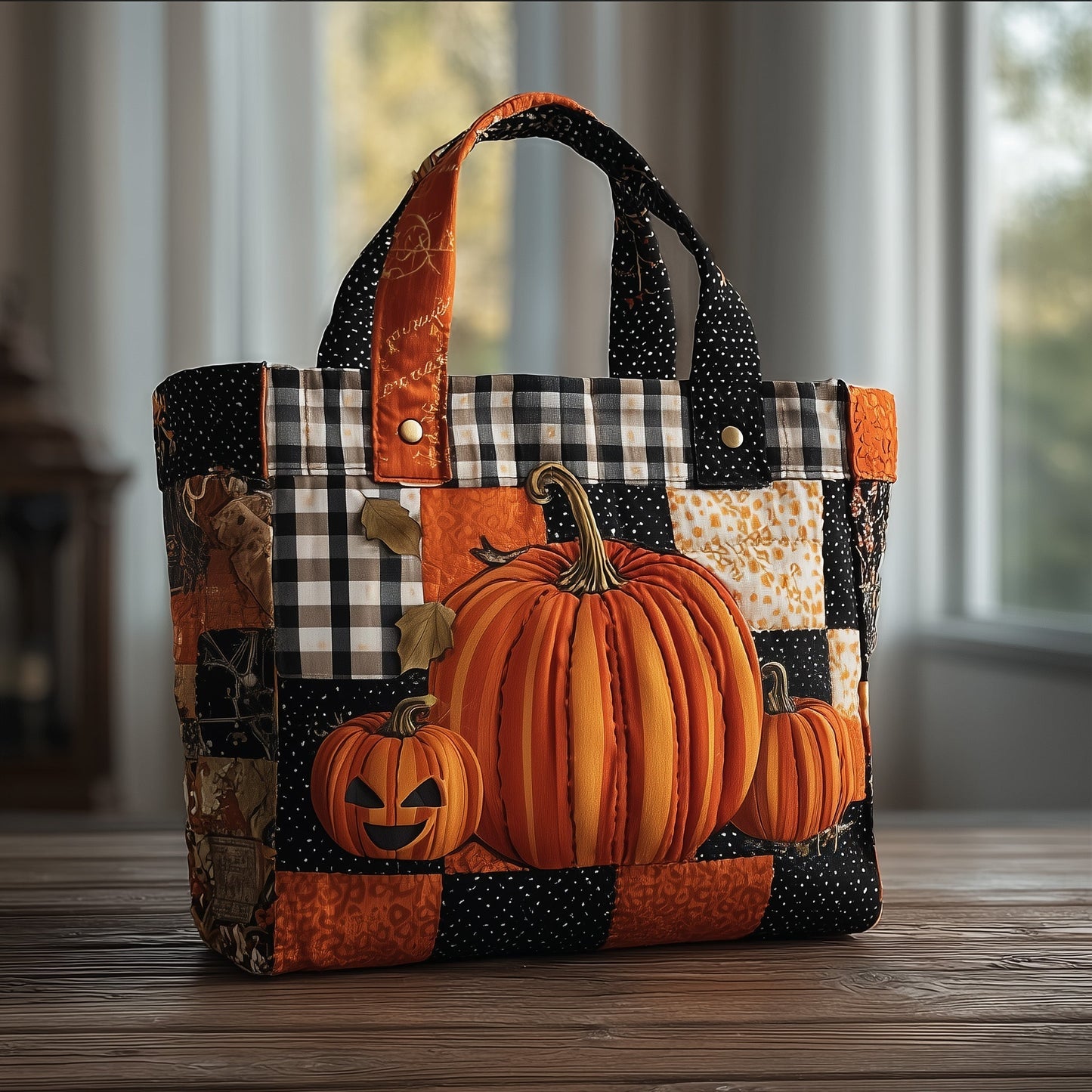 Pumpkin Autumn Patchwork Quilted Tote