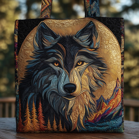 Wolf Face Artwork Quilted Tote