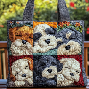 Schnauzer Dog Faces Quilted Tote