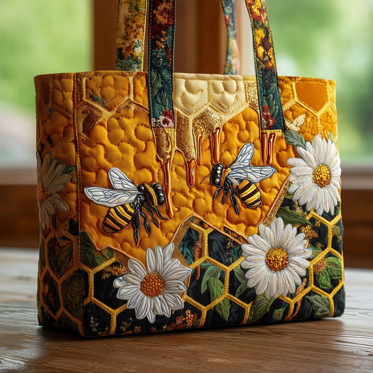 Everyday Bees Flowers Quilted Tote
