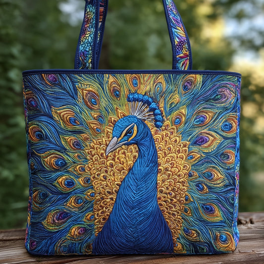 The Peacock Elegance Quilted Tote