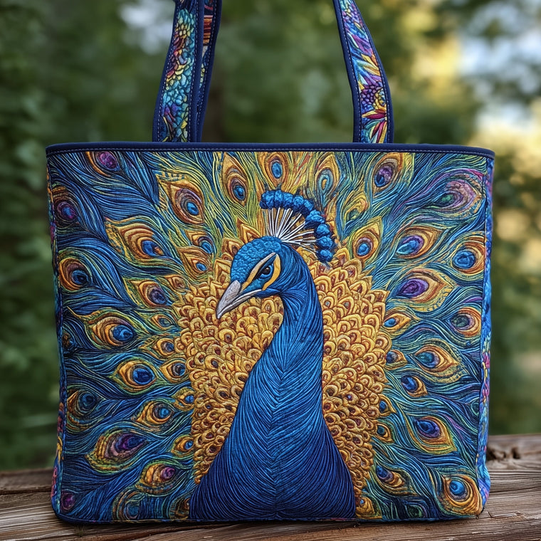 The Peacock Elegance Quilted Tote