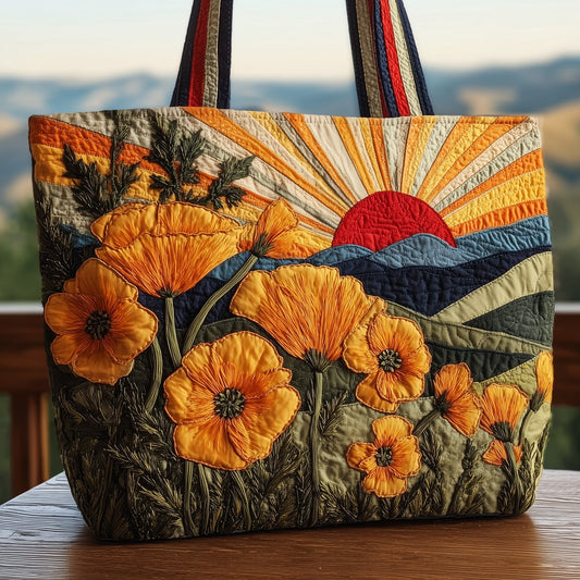 The Sunset Poppy Quilted Tote