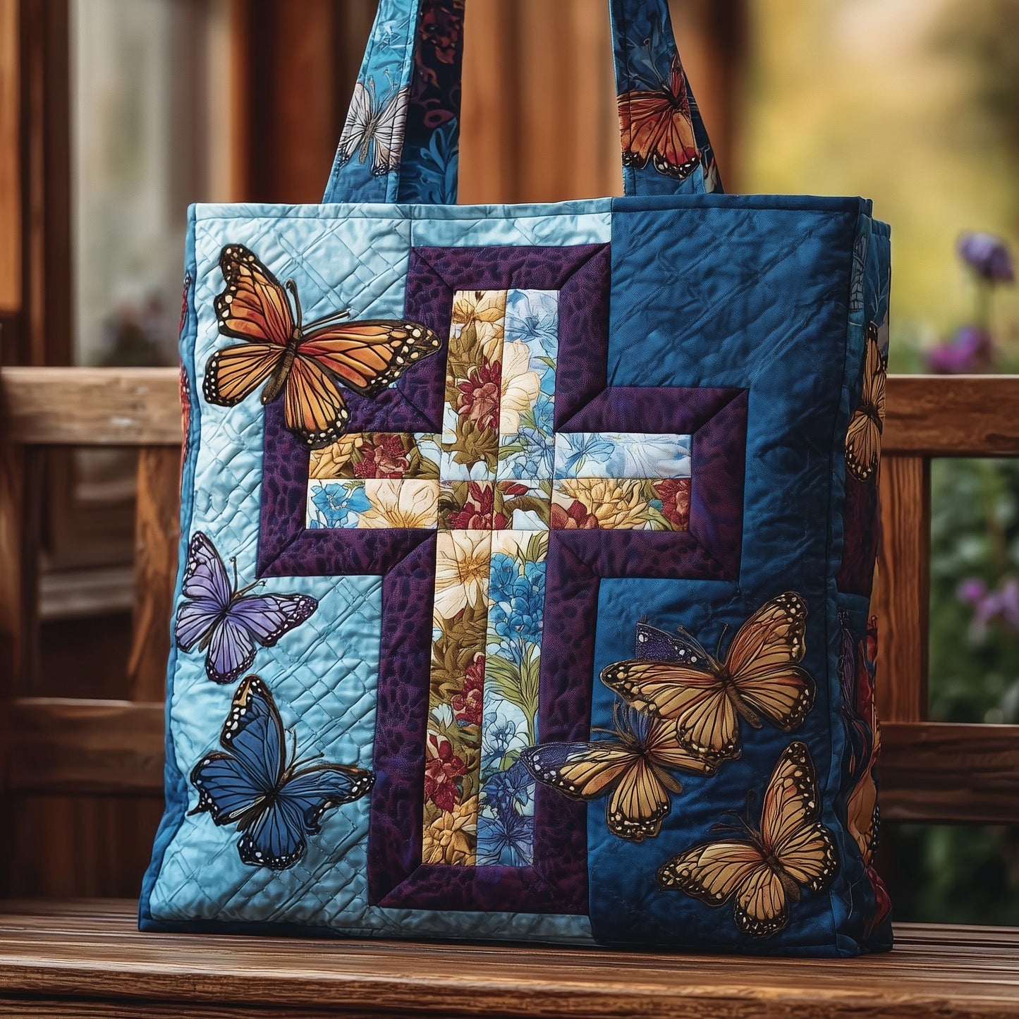 The Butterfly Cross Quilted Tote