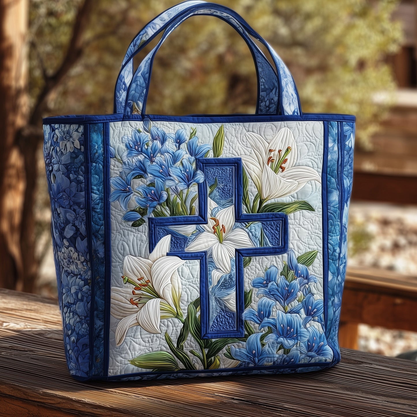 The Cross Floral Quilted Tote