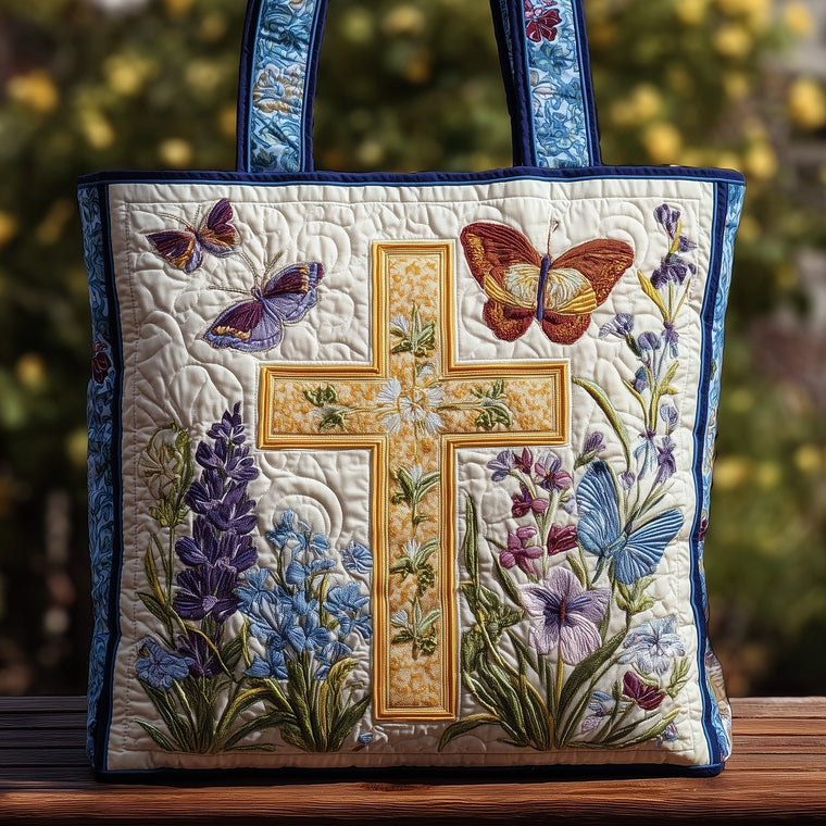 Everyday Butterfly Cross Quilted Tote