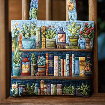 Books Potted Plants Quilted Tote