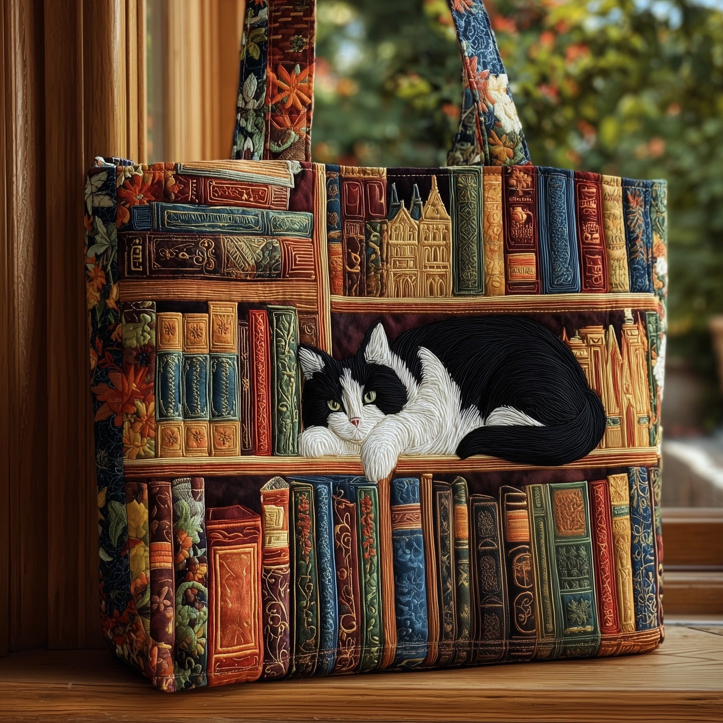 Everyday Books Cat Quilted Tote