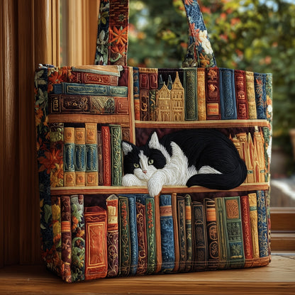 Everyday Books Cat Quilted Tote