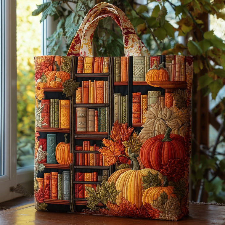 Everyday Bookshelf Pumpkins Quilted Tote
