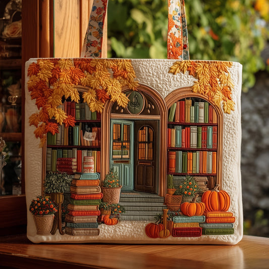 Autumn Leaves Books Quilted Tote
