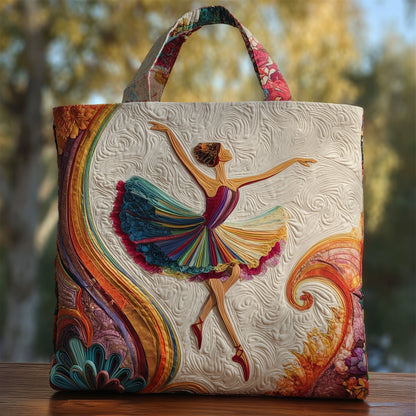 Ballet Dancer Illustration Quilted Tote