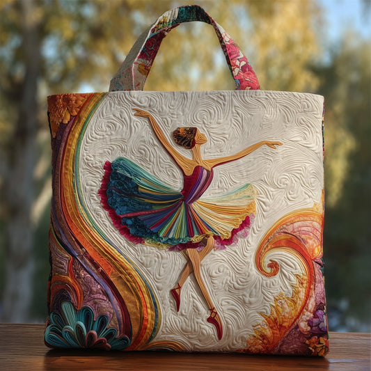 Ballet Dancer Illustration Quilted Tote
