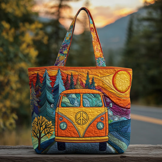 Vintage Van Forest Quilted Tote