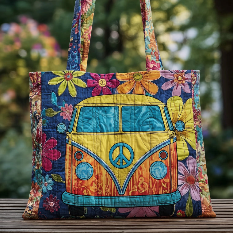 Colorful Retro Van Quilted Tote