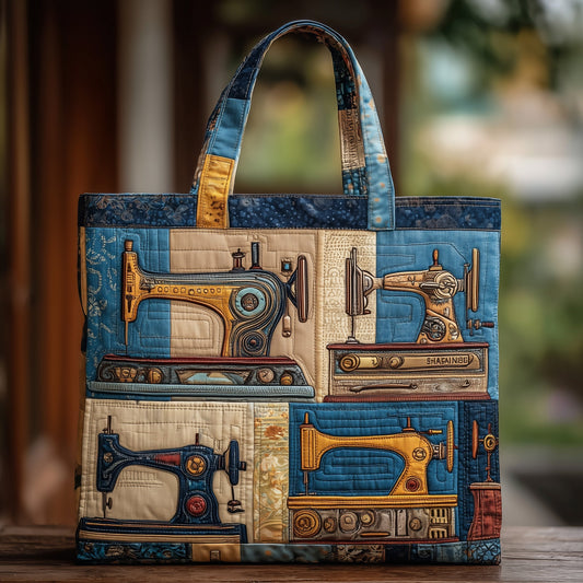 Vintage Sewing Machines Quilted Tote