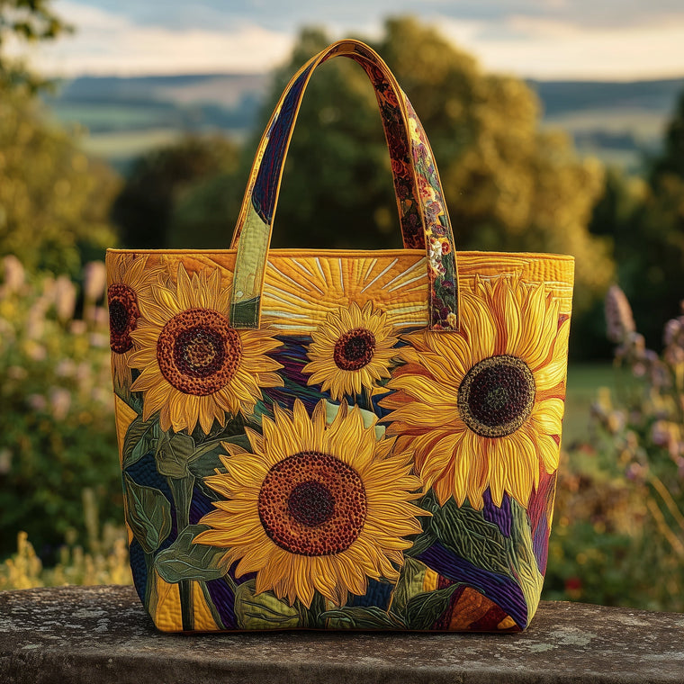 Everyday Sunflower Floral Quilted Tote