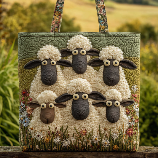 Everyday Sheep Wildflowers Quilted Tote