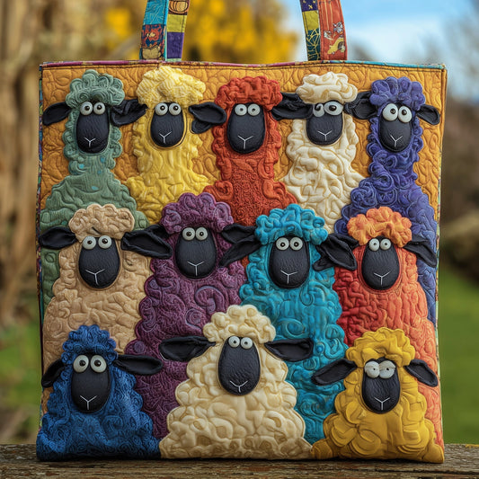 Colorful Sheep Quilted Tote Bag